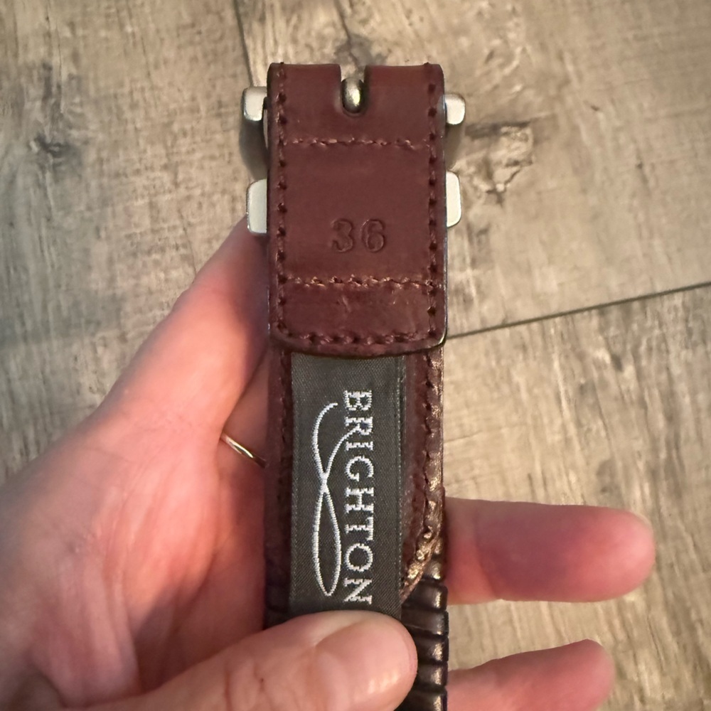 Brighton Braided Leather Belt Mahogany Brown Belt Size 36 - Picture 3 of 7